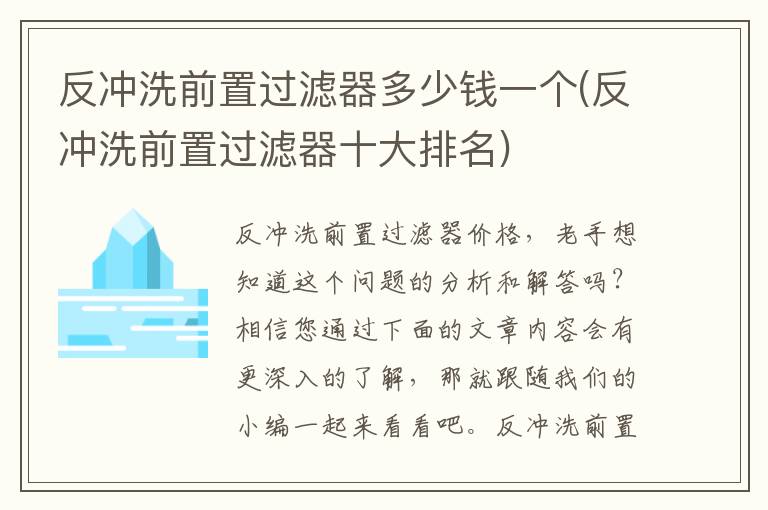 反冲洗前置过滤器多少钱一个(反冲洗前置过滤器十大排名)