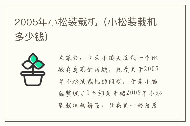 2005年小松装载机（小松装载机多少钱）