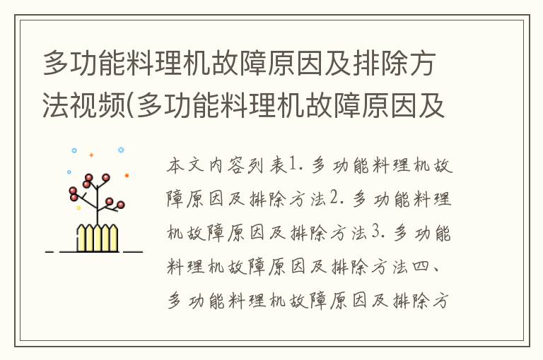 多功能料理机故障原因及排除方法视频(多功能料理机故障原因及排除方法图解)