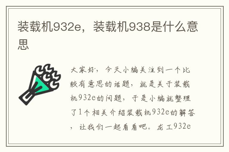 装载机932e，装载机938是什么意思