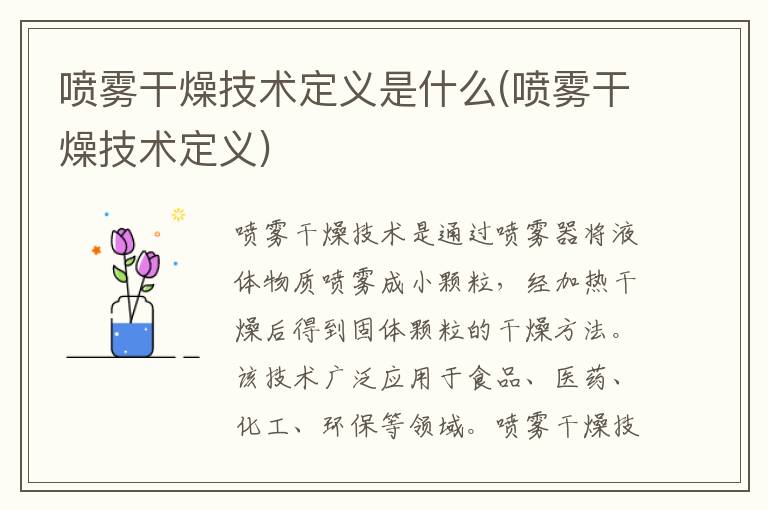 喷雾干燥技术定义是什么(喷雾干燥技术定义)