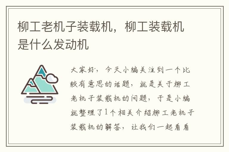 柳工老机子装载机，柳工装载机是什么发动机