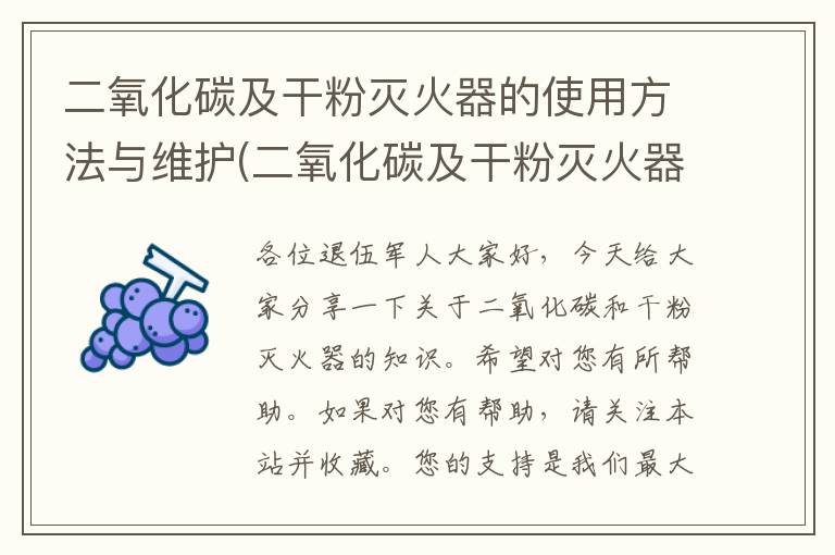 二氧化碳及干粉灭火器的使用方法与维护(二氧化碳及干粉灭火器分别用于什么地方)