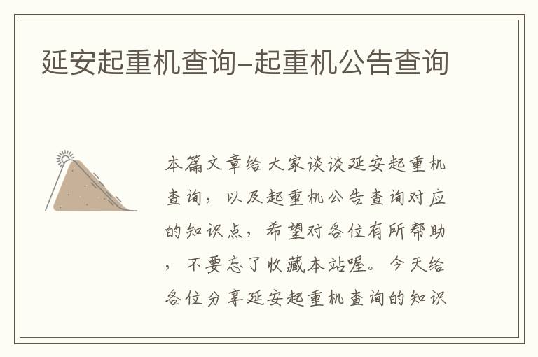 延安起重机查询-起重机公告查询