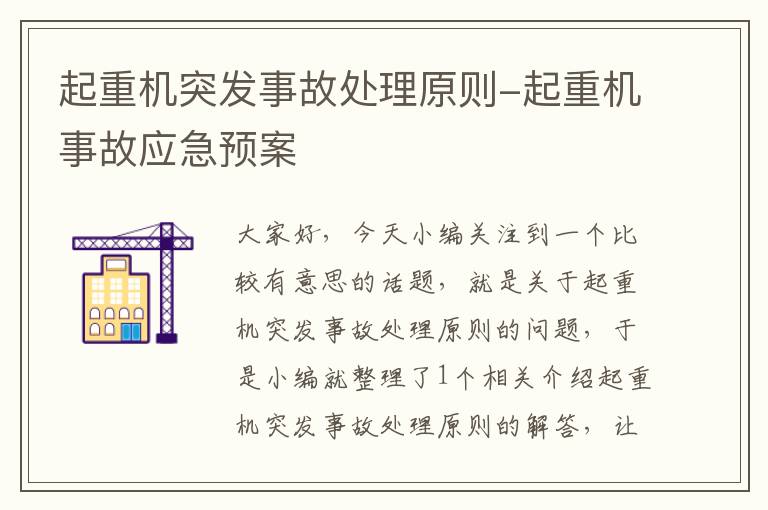 起重机突发事故处理原则-起重机事故应急预案