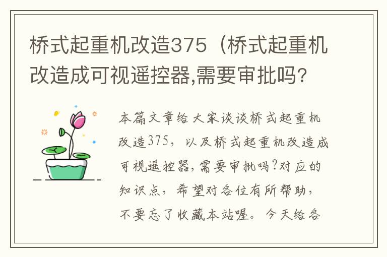 桥式起重机改造375（桥式起重机改造成可视遥控器,需要审批吗?）