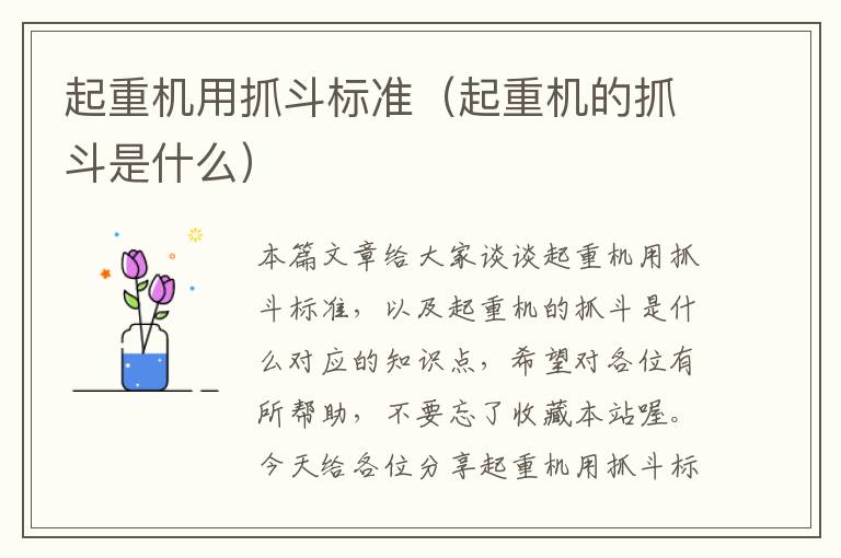 起重机用抓斗标准（起重机的抓斗是什么）