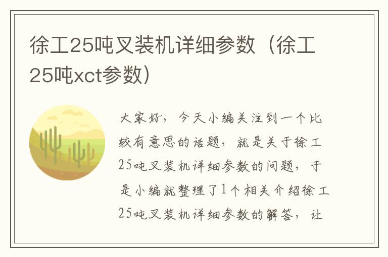 徐工25吨叉装机详细参数（徐工25吨xct参数）