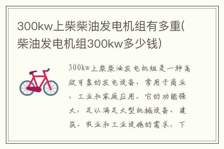 300kw上柴柴油发电机组有多重(柴油发电机组300kw多少钱)