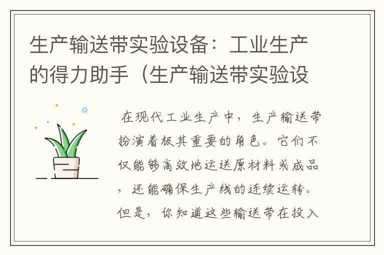 生产输送带实验设备：工业生产的得力助手（生产输送带实验设备有哪些）