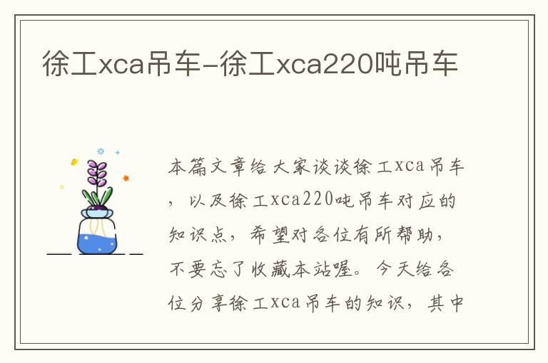 徐工xca吊车-徐工xca220吨吊车