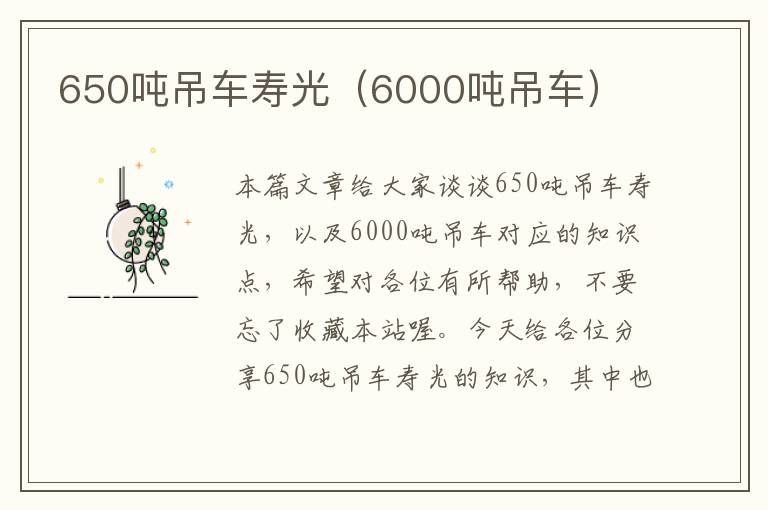 650吨吊车寿光（6000吨吊车）