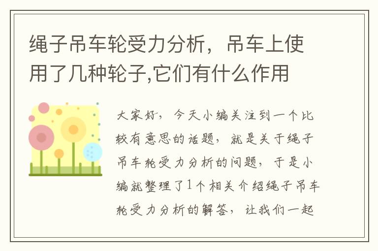 绳子吊车轮受力分析，吊车上使用了几种轮子,它们有什么作用