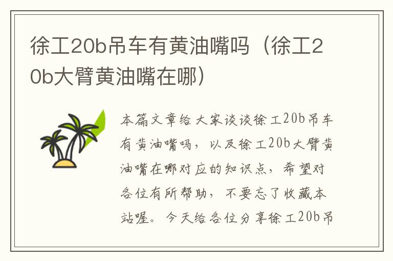 徐工20b吊车有黄油嘴吗（徐工20b大臂黄油嘴在哪）