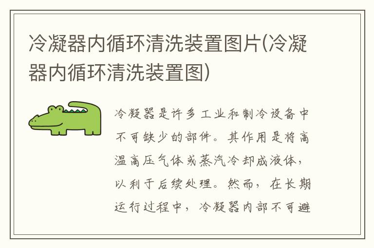 冷凝器内循环清洗装置图片(冷凝器内循环清洗装置图)