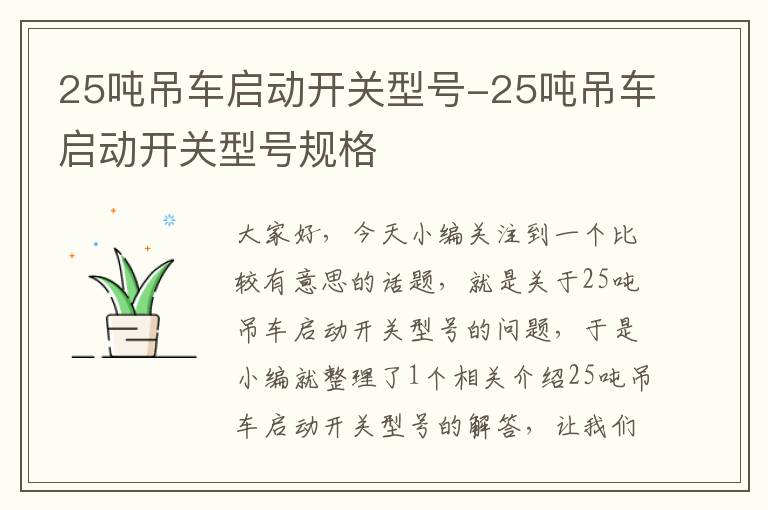 25吨吊车启动开关型号-25吨吊车启动开关型号规格