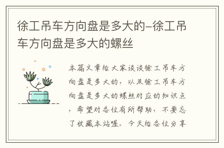 徐工吊车方向盘是多大的-徐工吊车方向盘是多大的螺丝