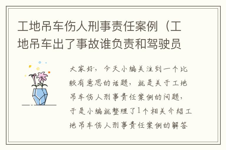 工地吊车伤人刑事责任案例（工地吊车出了事故谁负责和驾驶员有关系吗）