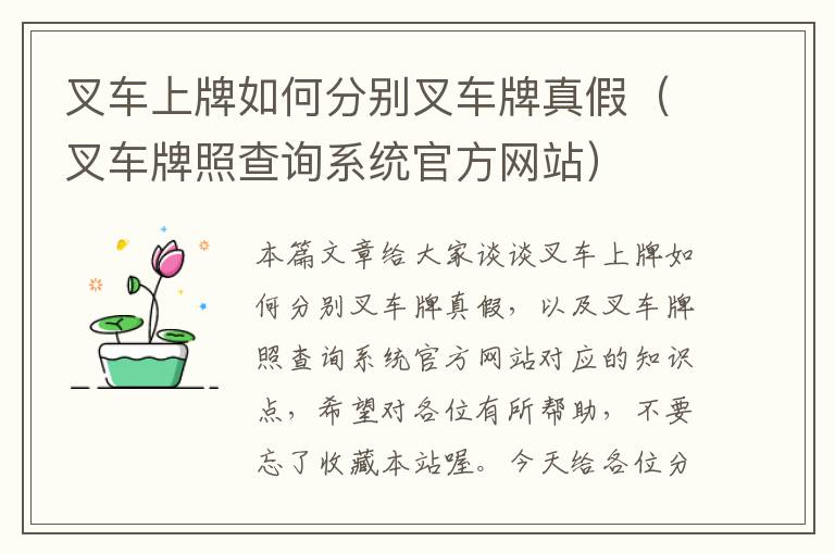 叉车上牌如何分别叉车牌真假（叉车牌照查询系统官方网站）