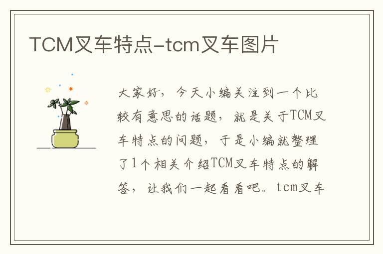 TCM叉车特点-tcm叉车图片