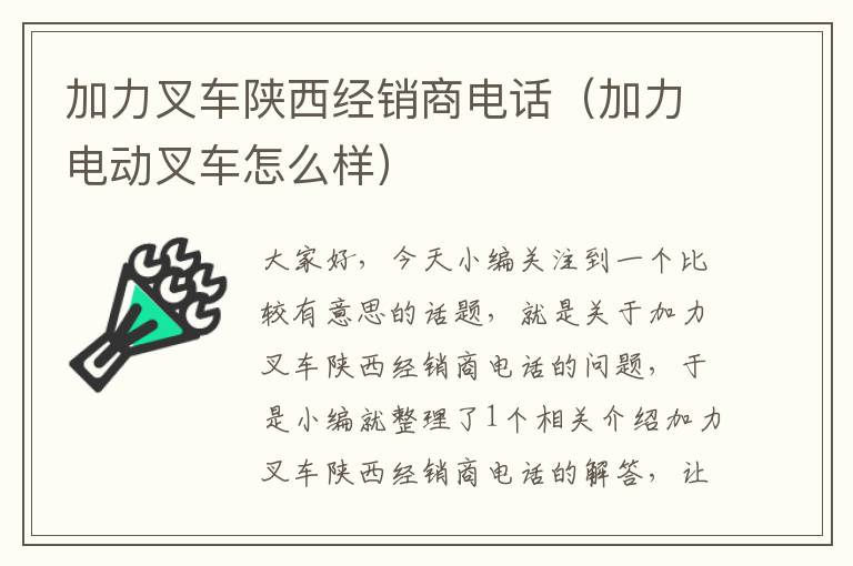 加力叉车陕西经销商电话（加力电动叉车怎么样）