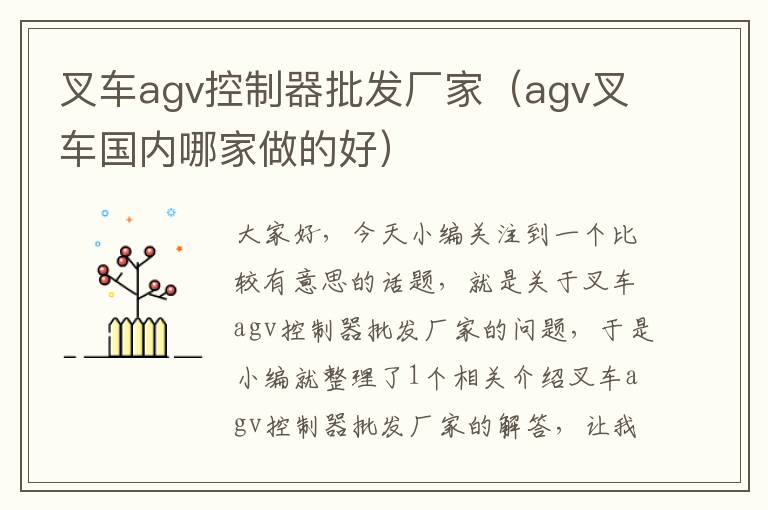 叉车agv控制器批发厂家（agv叉车国内哪家做的好）