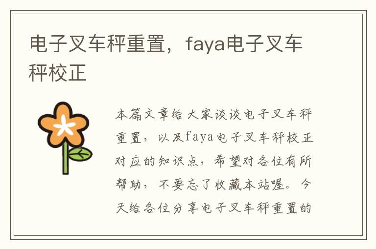 电子叉车秤重置，faya电子叉车秤校正