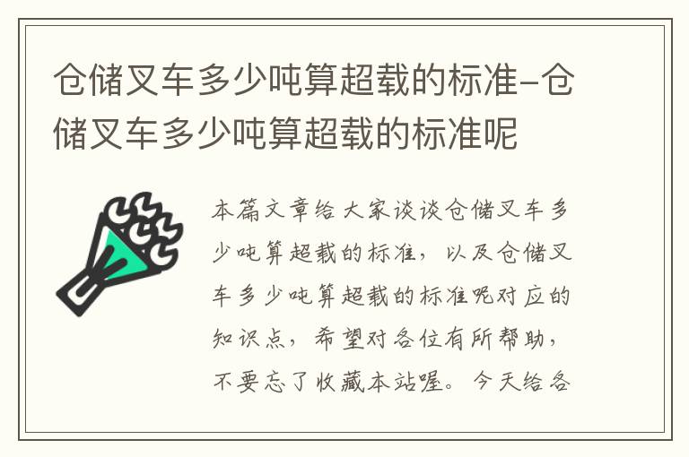 仓储叉车多少吨算超载的标准-仓储叉车多少吨算超载的标准呢