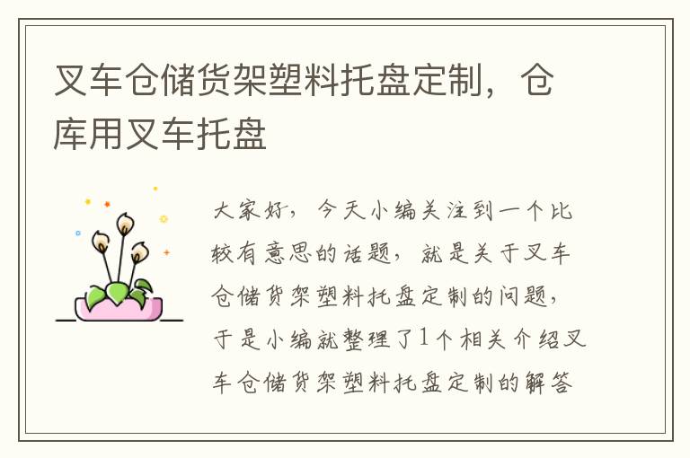 叉车仓储货架塑料托盘定制，仓库用叉车托盘