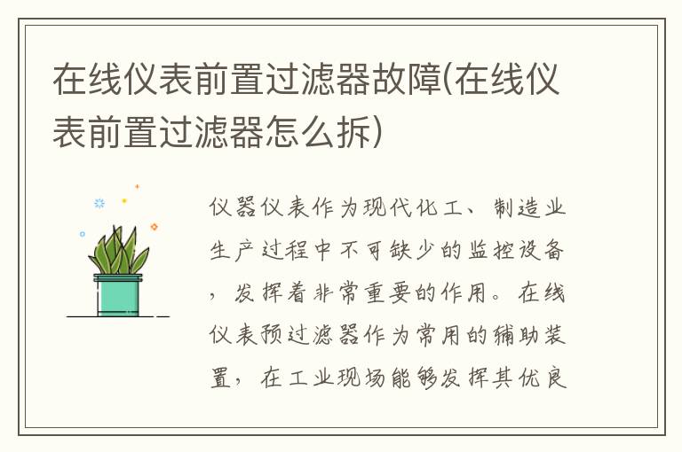 在线仪表前置过滤器故障(在线仪表前置过滤器怎么拆)